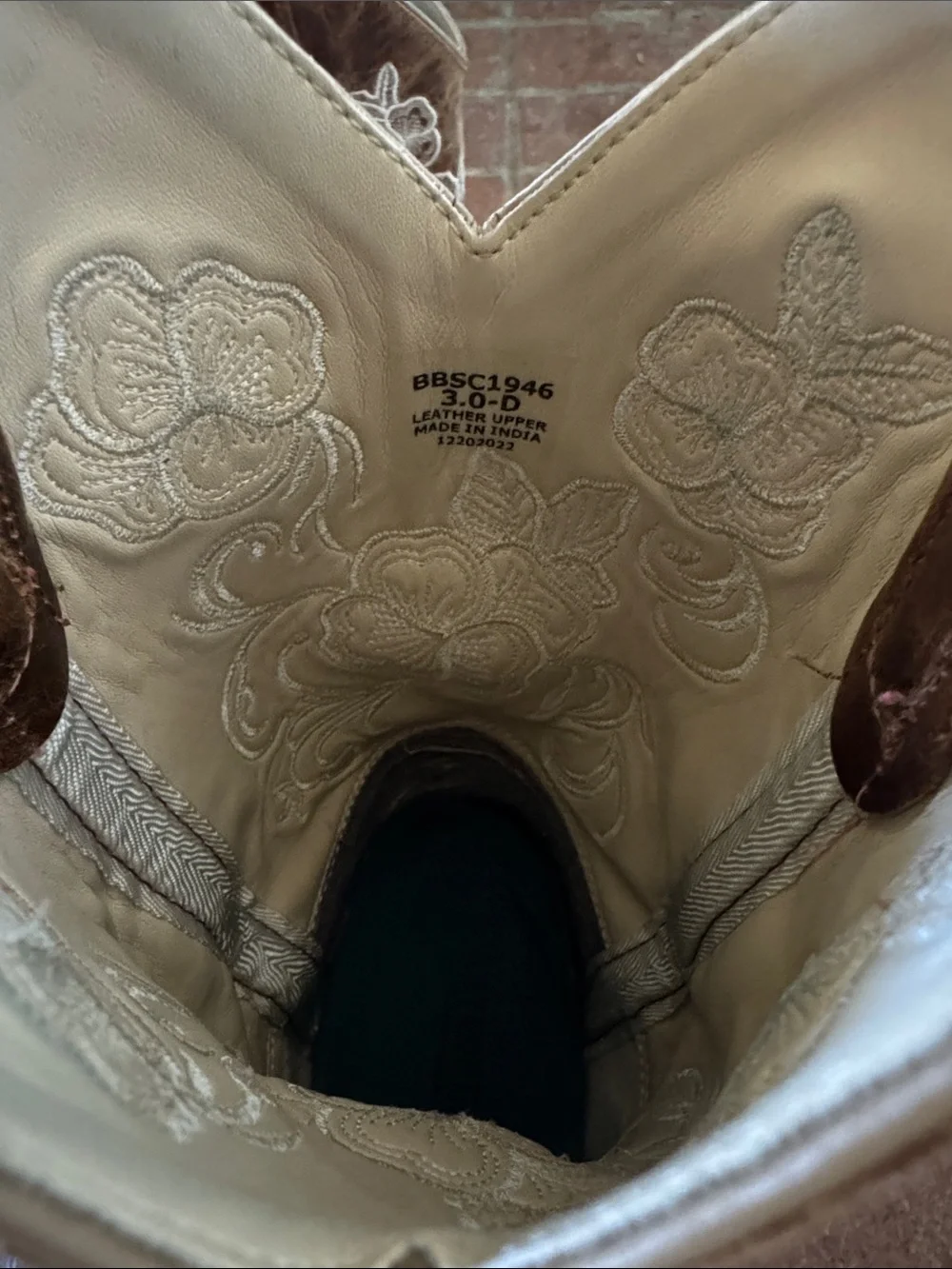 Girls’ Brown Floral Embroidered Cowboy Boots purchased at Boot Barn